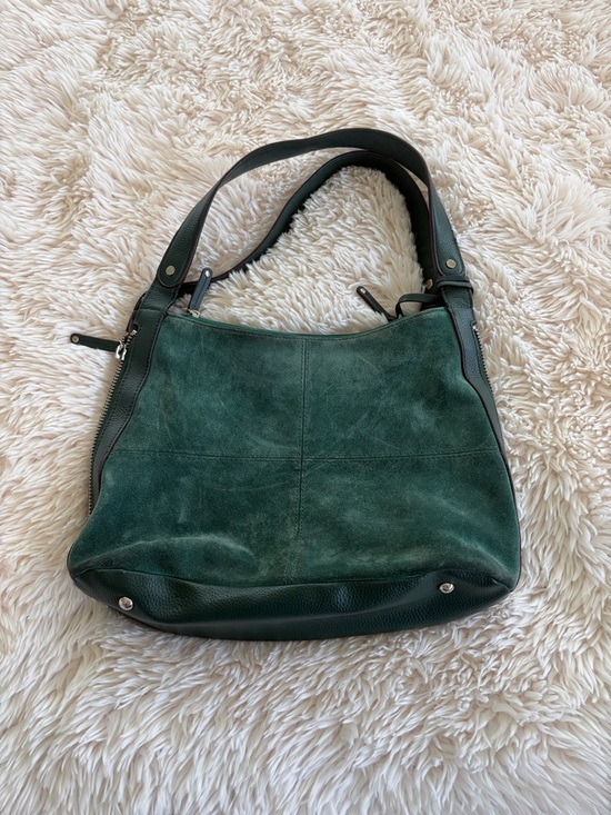 Tignanello Handbags - Tignanello Forest Green Suede Shoulder Bag
